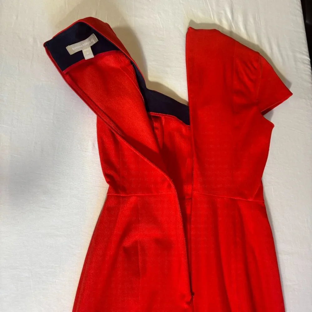 Banana Republic Red Cap Sleeve Fitted Sheath Dress - Size 4 - Picture 11 of 11